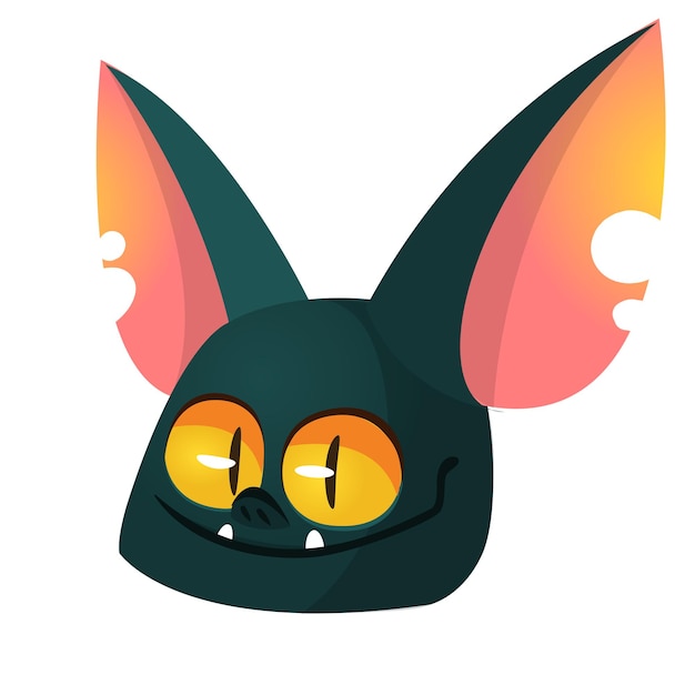 Vector cartoon bat head icon halloween vector bat vampire icon or avatar