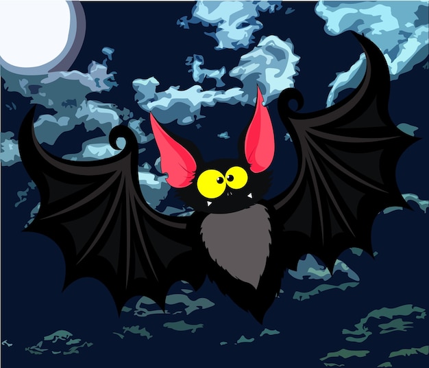 Cartoon bat. vector halloween illustration