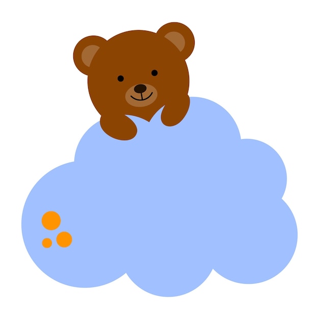 Vector cartoon bear on a cloud good night lullaby theme vector isolated on a white background