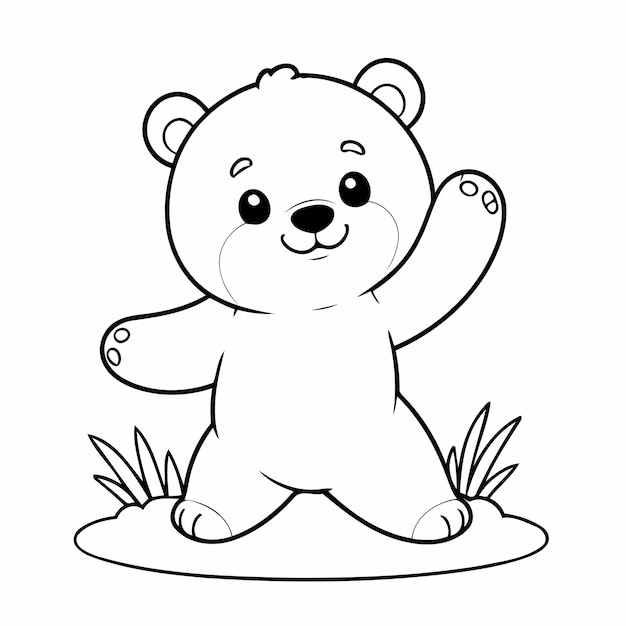 Cartoon Bear doodle voor peuters kleurbladen