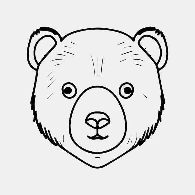 黒い輪郭を持つ漫画のクマの頭。