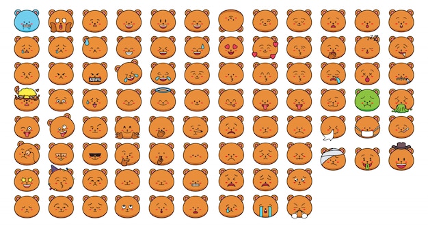 Emoticon adesivi orso dei cartoni animati