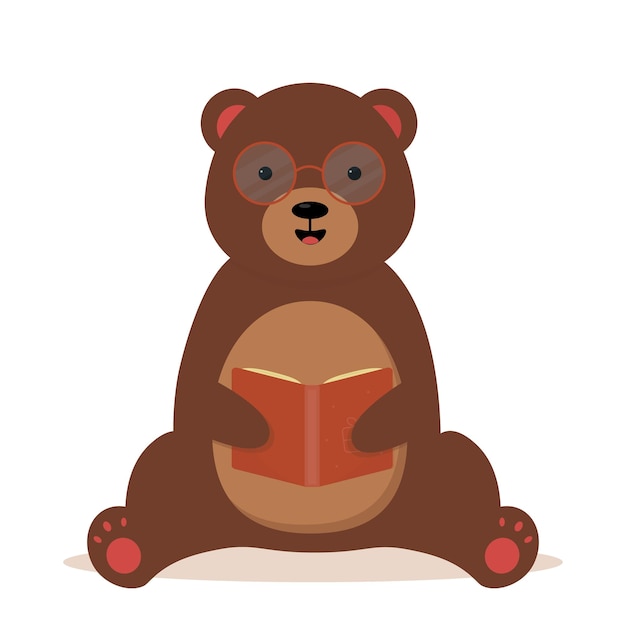 Мультяшный медведь с книгой