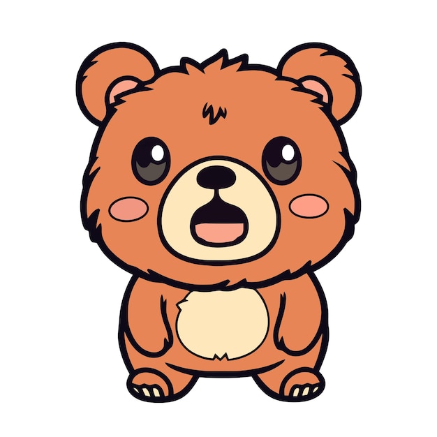 A cartoon bear with a big mouth and a big smile on the face.