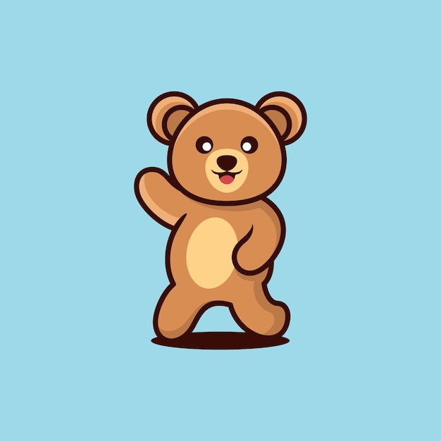 Cartoon bear with a blue background vector art illustration