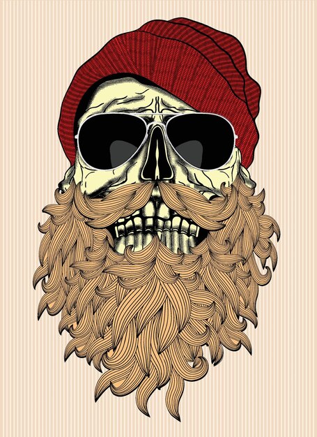 Vector a cartoon of a beard with a red hat and sunglasses