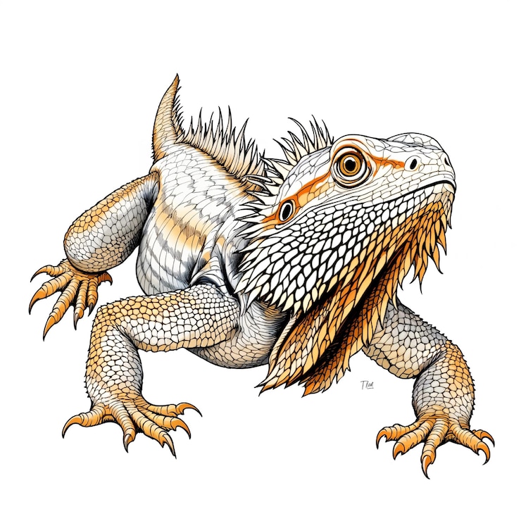 Vector cartoon bearded dragon vector illustration