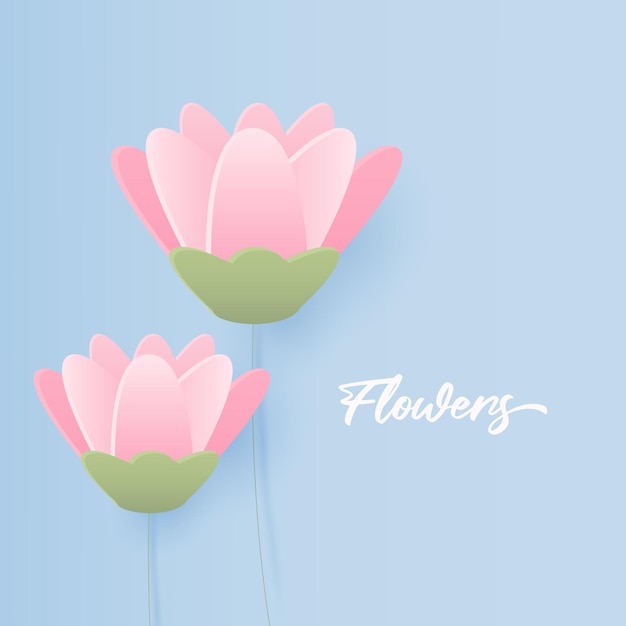 cartoon beauty flowers with blue background