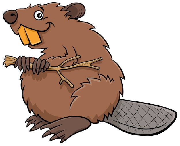 Vector cartoon beaver comic animal character