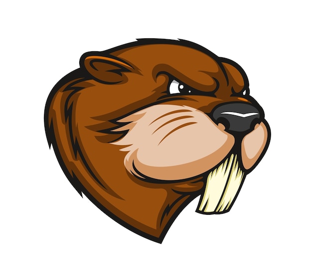 Cartoon beaver mascot or animal character head