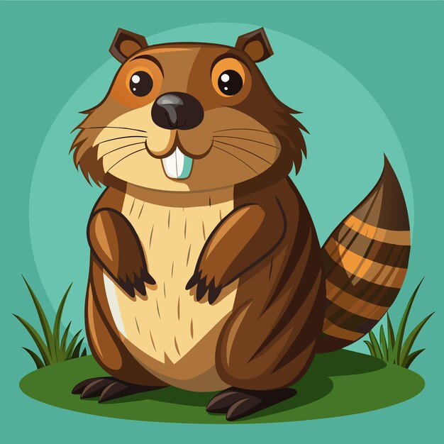 Vector cartoon of a beaver