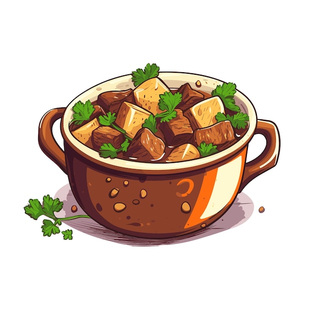 A Cartoon beef and guinness stew ireland Food Vector illustrator Generative Ai