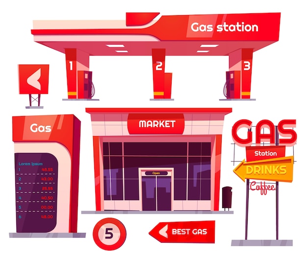 Cartoon benzinestation collectie