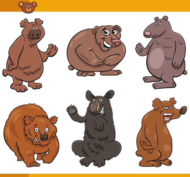 Cartoon beren dieren stripfiguren ingesteld