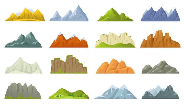 Vector cartoon bergruggen, rots in het groen of ijs