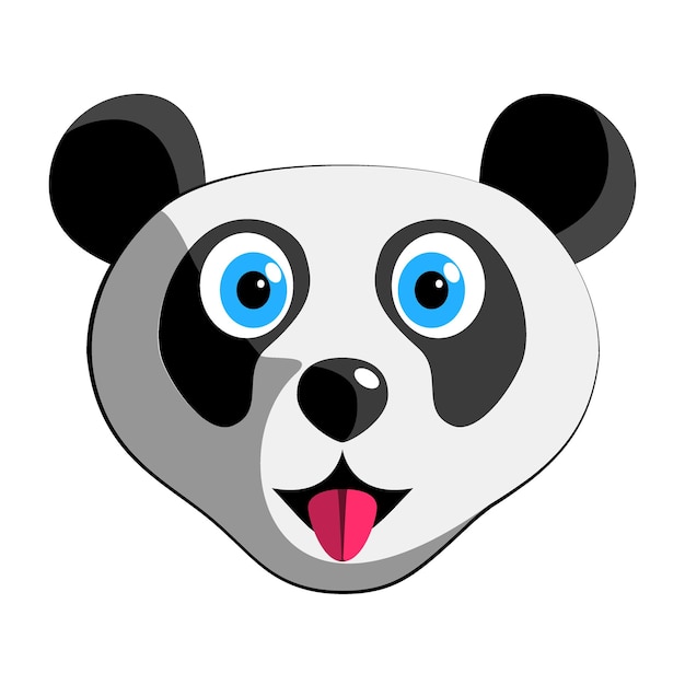 Cartoon big panda head isolated