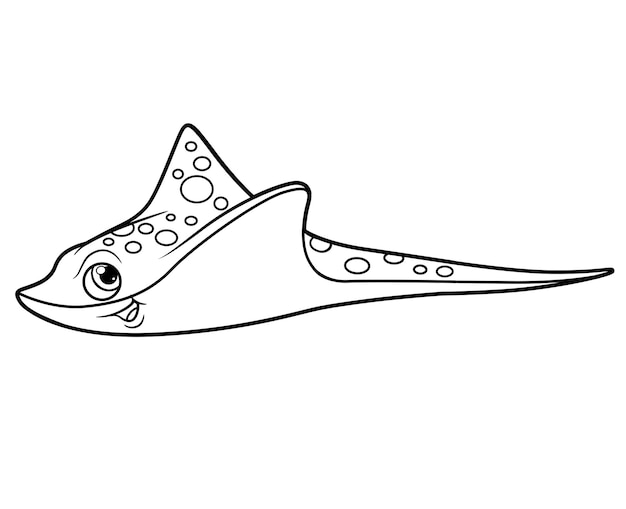 Cartoon big sea fish outlined for coloring page isolated on white background