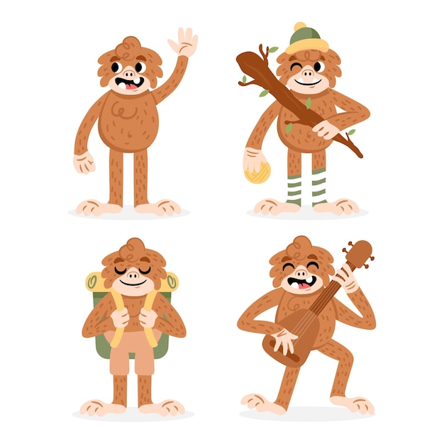 Cartoon bigfoot sasquatch character collection