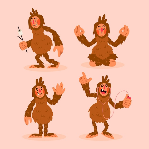 Cartoon bigfoot sasquatch-tekenverzameling