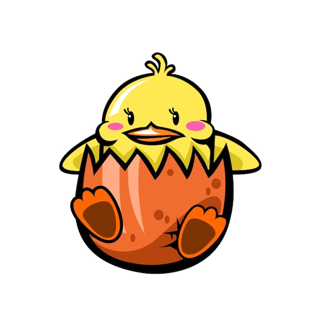 A cartoon bird hatching from a egg.