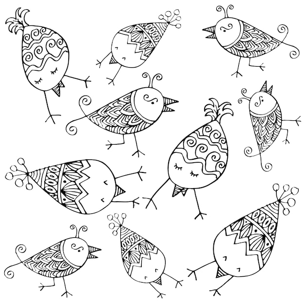 Иллюстрация рисунка мультяшных птиц