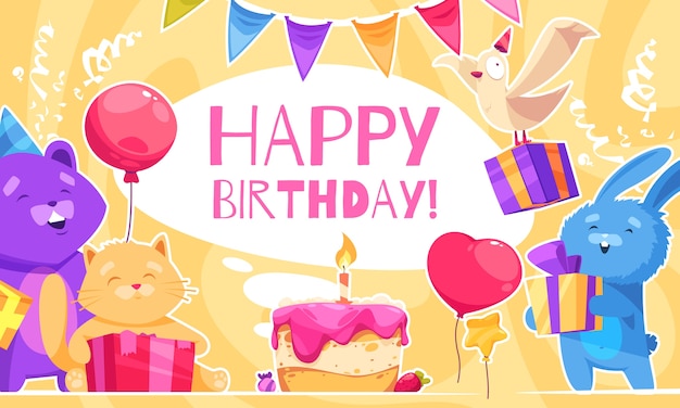 Vector cartoon birthday background