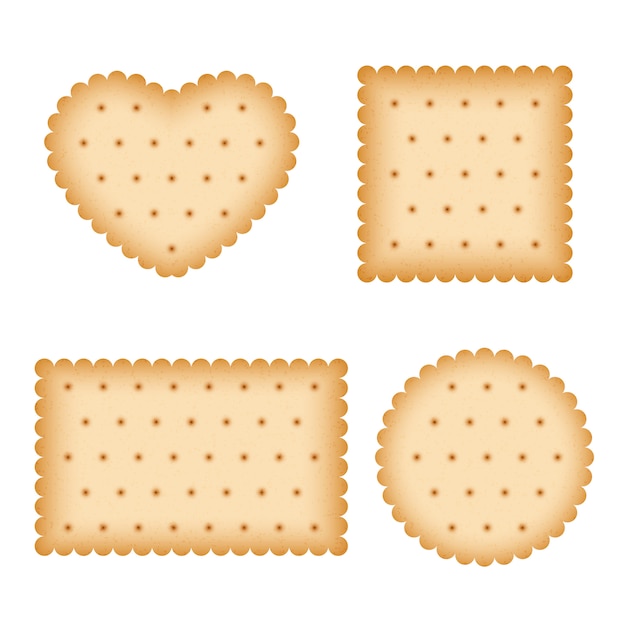 Vector cartoon biscuit, eating pastry, breakfast cookies vector set