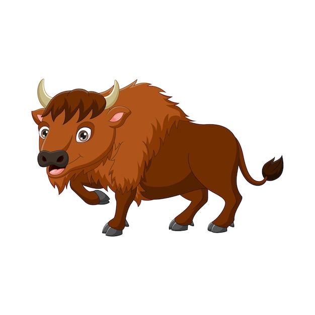 Cartoon bison isolated on white background