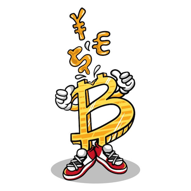 Cartoon bitcoin illustration