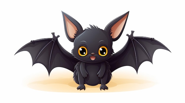 a cartoon of a black bat with yellow eyes