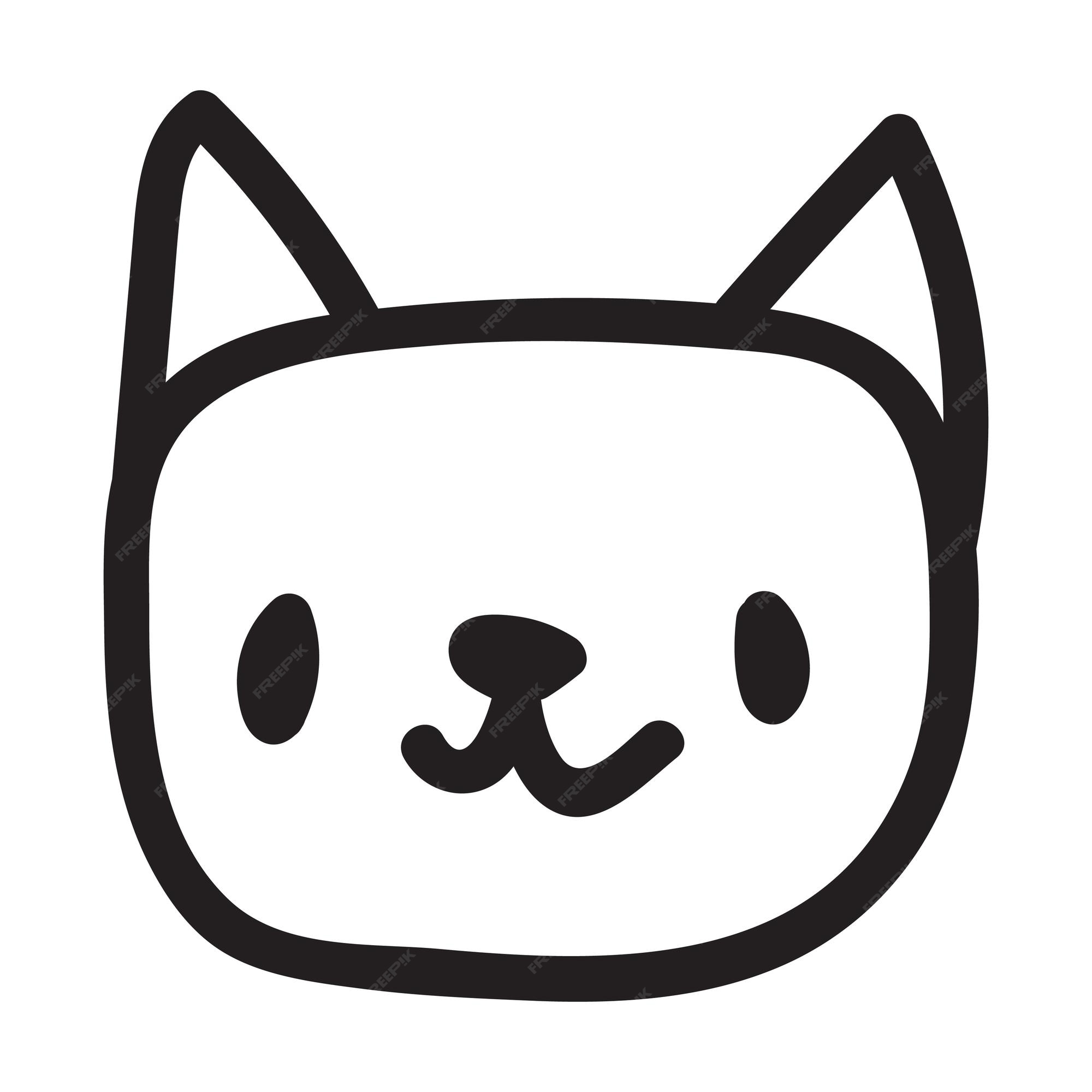 Black white cat icon set. Cute kawaii cartoon character. Funny