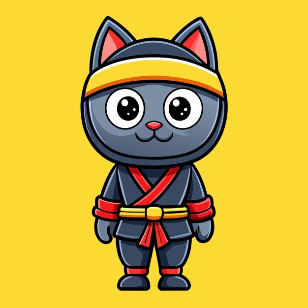 Cartoon black ninja cat