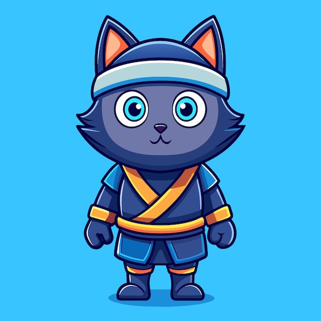 Cartoon black ninja cat