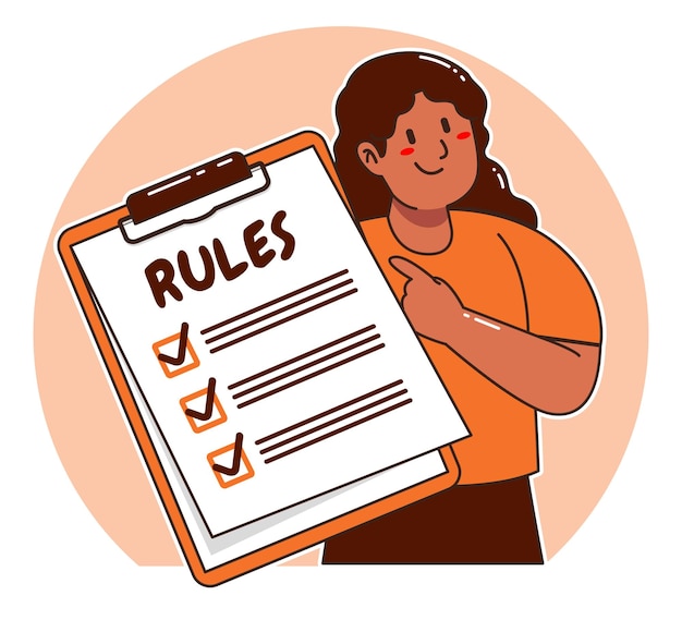 Vector cartoon black woman explaining the rules