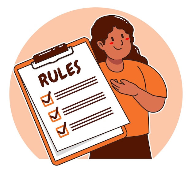 Vector cartoon black woman explaining the rules