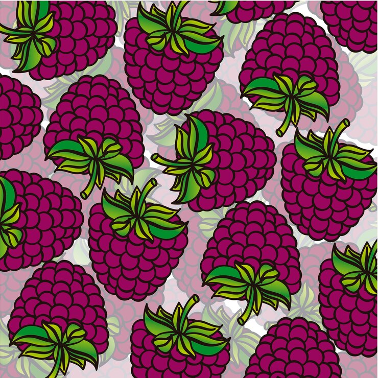 Vector cartoon blackberries grouped