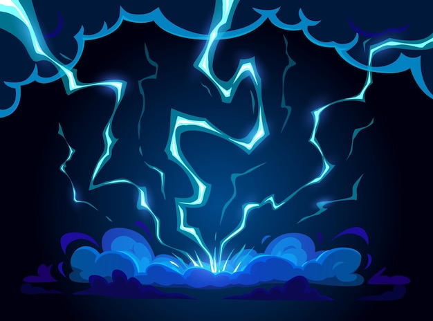 Cartoon blauwe bliksem onweer ontlading