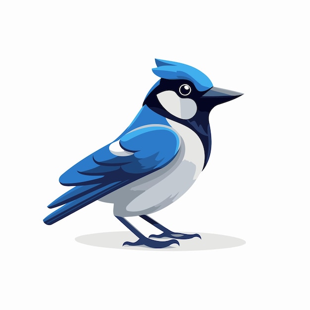 Cartoon blauwe tit vogel geïsoleerd op witte achtergrond Vector illustratie