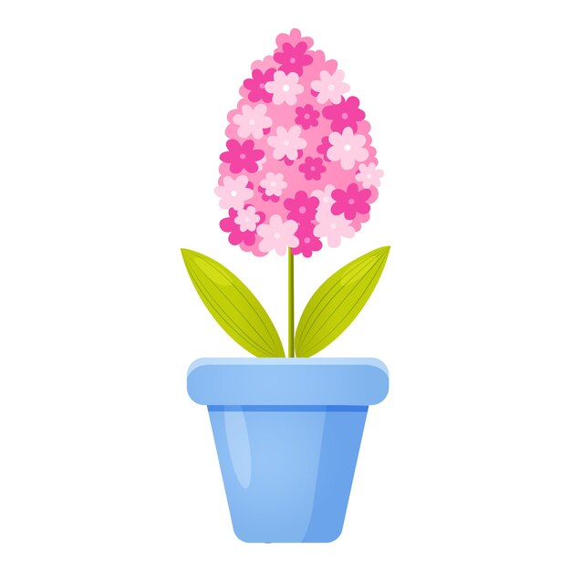 Cartoon bloeiende bloem in een pot geïsoleerd op witte achtergrond