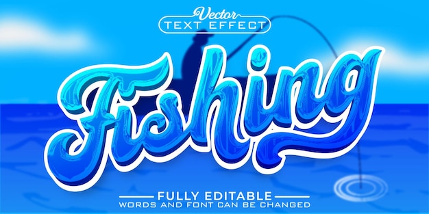 Cartoon Blue Fishing Vector Editable Text Effect Template