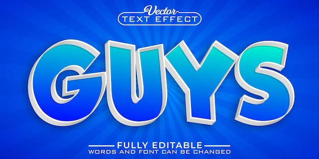 Cartoon blue guys vector editable text effect template
