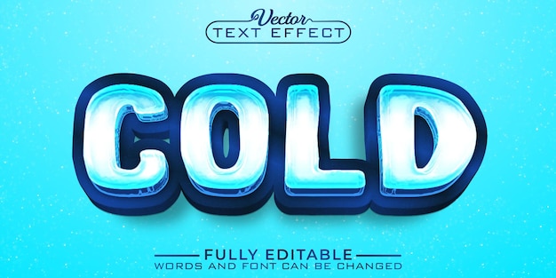 Cartoon blue iced vector editable text effect template