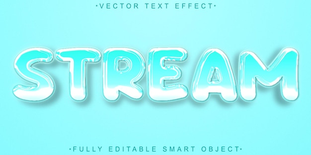 Cartoon Blue Liquid River Stream Vector Fully Editable Smart Object Text Effect