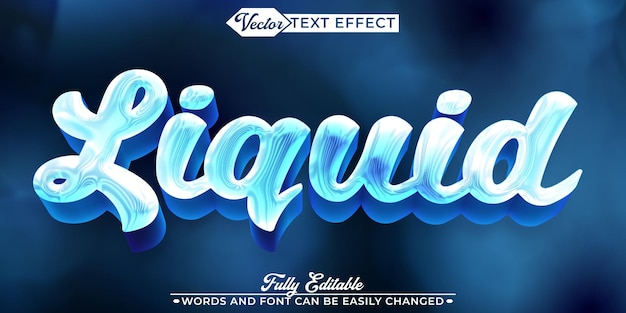 Vector cartoon blue liquid water vector editable text effect template