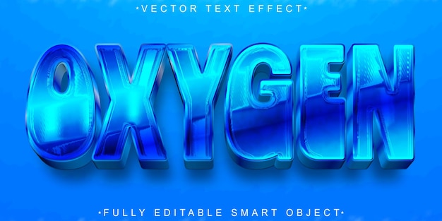Cartoon Blue Oxygen Vector Volledig bewerkbaar Smart Object Text Effect