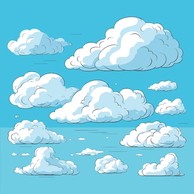 Cartoon blue sky clouds Background design Vector illustration