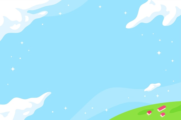 Vector cartoon blue sky and clouds background illustration