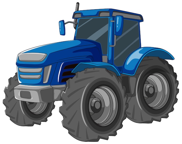 Vector cartoon blue tractor isolated on white