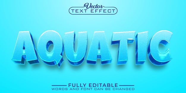 Vector cartoon blue water aquatic vector editable text effect template