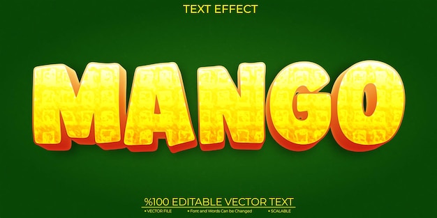 Cartoon Bold Yellow and Red Mango Editable and Scalable Template Vector Text Effect